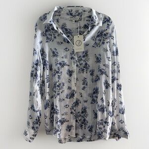 Blousology Women Long  Sleeve Blouse Top‎ Shirt M Lightweight Floral